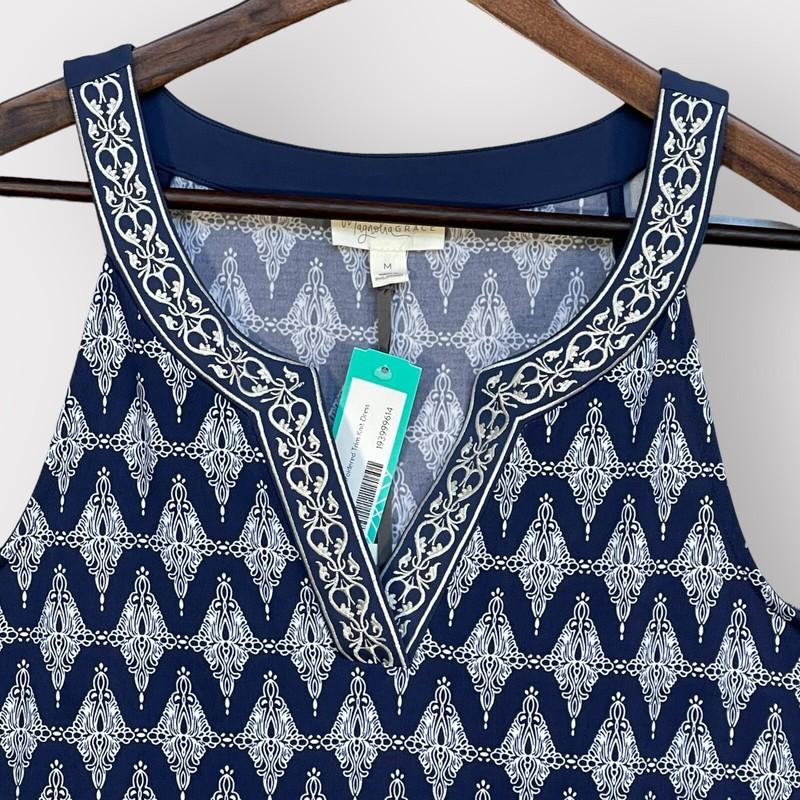 Magnolia Grace Alhambra Embroidered Trim Knit Dress Women Size M Blue Stitch Fix