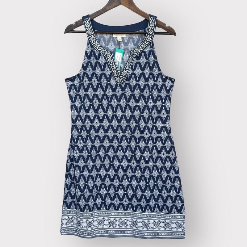 Magnolia Grace Alhambra Embroidered Trim Knit Dress Women Size M Blue Stitch Fix
