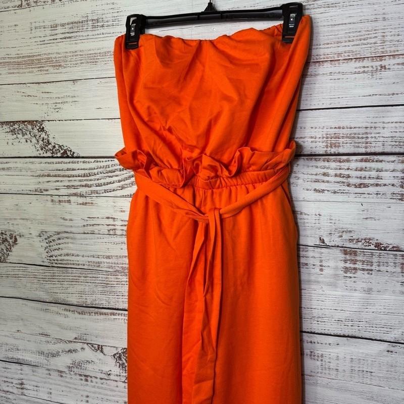 Magnolia Vibrant Orange Ruffle Size Small Jogger Strapless Jumpsuit