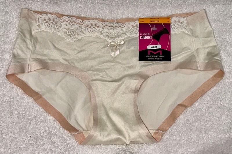 MAIDENFORM Comfort Devotion Embellished Ivory Hipster Panty Womens S L XL 2XL
