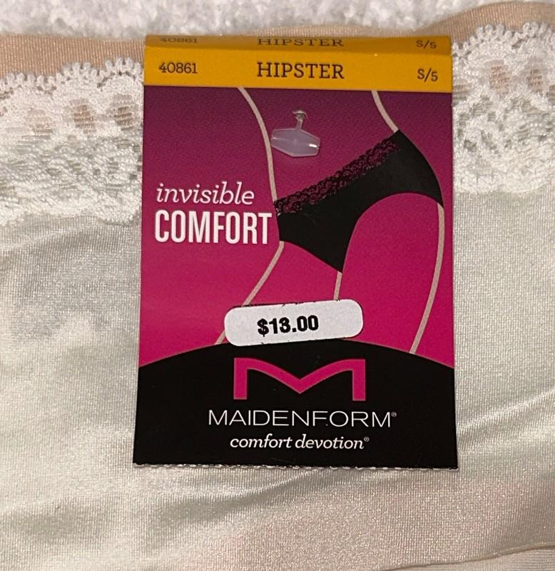 MAIDENFORM Comfort Devotion Embellished Ivory Hipster Panty Womens S L XL 2XL