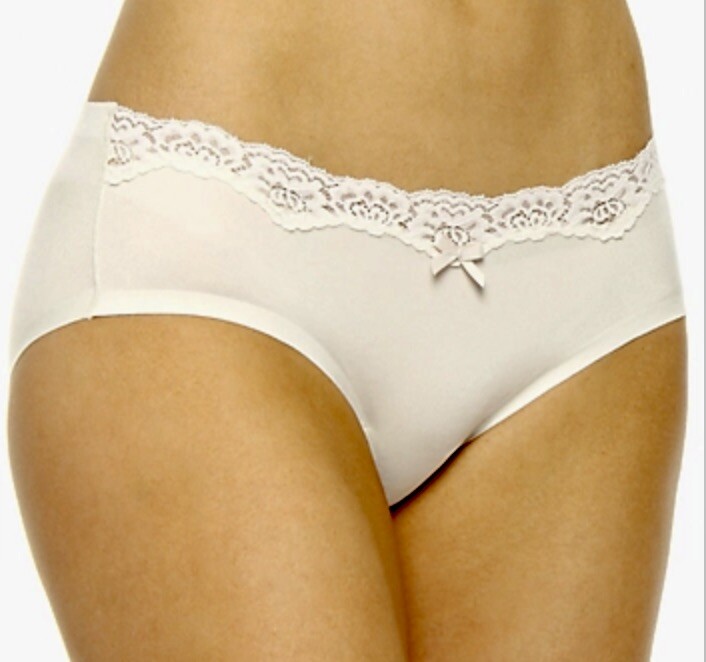 MAIDENFORM Comfort Devotion Embellished Ivory Hipster Panty Womens S L XL 2XL