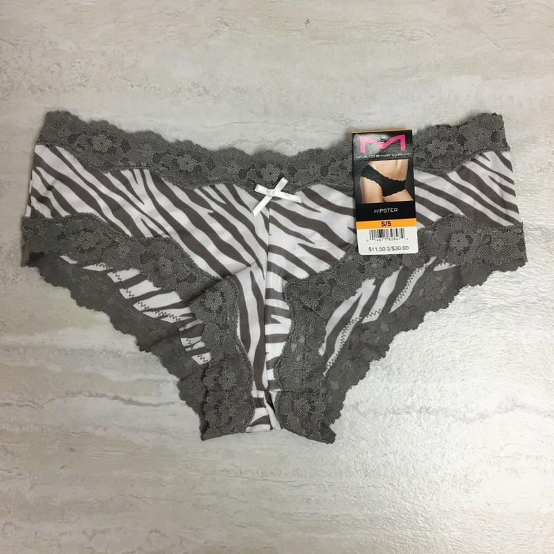Maidenform Women’s Cheeky Scalloped Lace Hipster Gray/White Zebra Stripe S/5 NWT