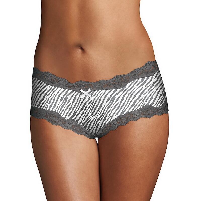 Maidenform Women’s Cheeky Scalloped Lace Hipster Gray/White Zebra Stripe S/5 NWT