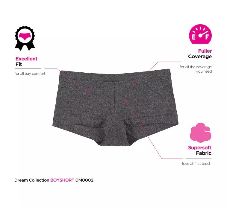 Maidenform Women's Underwear Cotton Blend Lavender Dots Dream Boyshort Panty