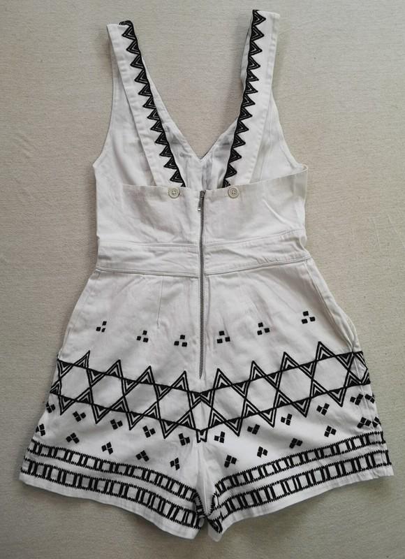 Maje Women's White Black Ika Ecru Embroidered Playsuit Size 36 UK 8 - Used