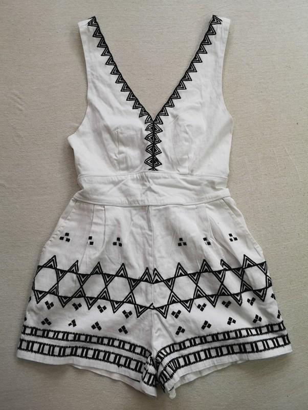 Maje Women's White Black Ika Ecru Embroidered Playsuit Size 36 UK 8 - Used