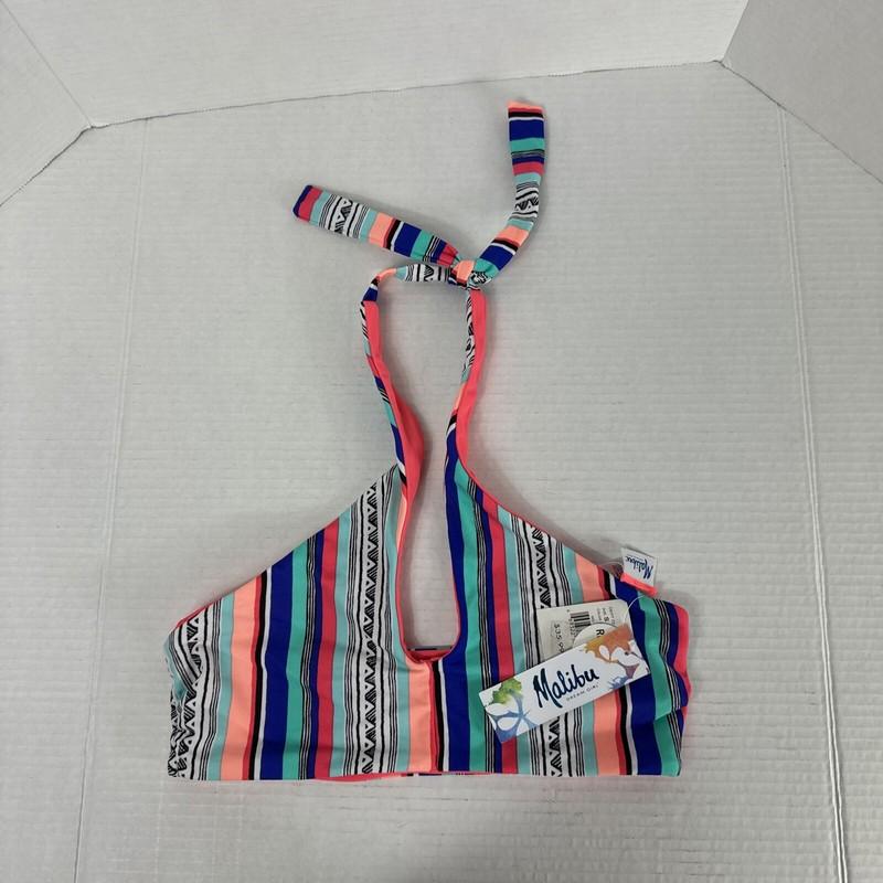 Malibu Dream Girl Reversible Women's Halter Swim Top Size S Blue Multi NWT
