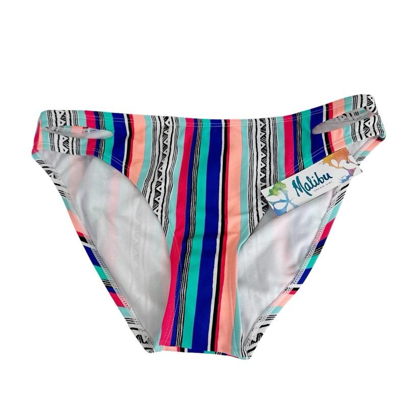 Malibu Dream Girl Women's L Swim Bikini Bottom Peach Coral Striped New