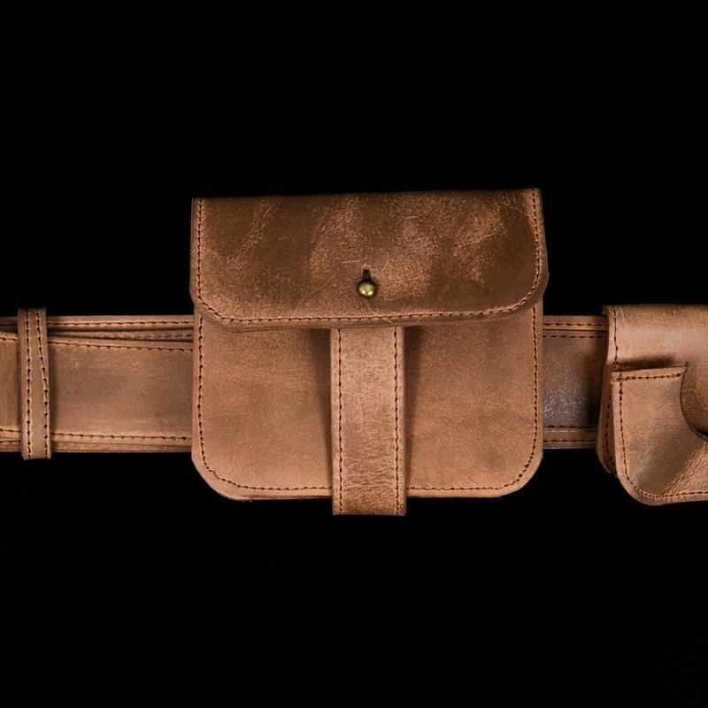 Mandalorian Belt With Holster Brown Leather Cosplay Costume Prop For Adult Men