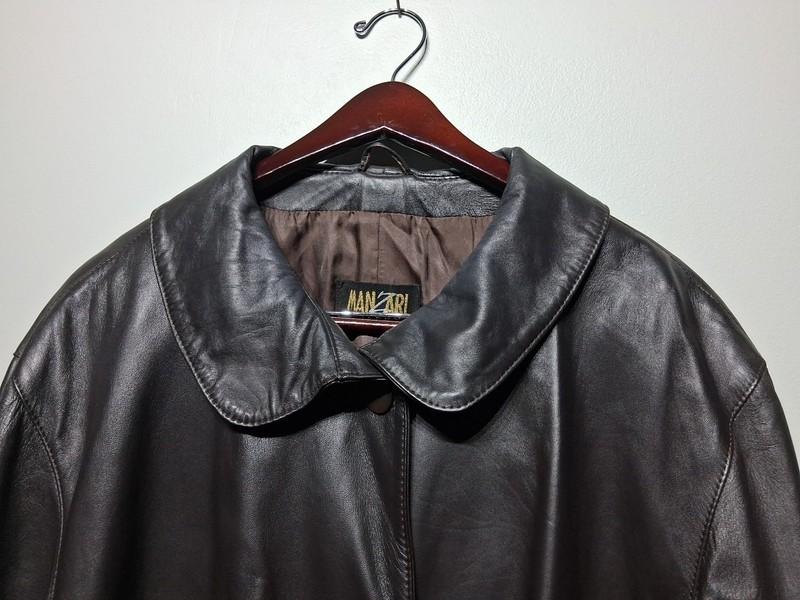 Manzari Milano Women's Brown Leather Long Jacket Coat Size EU 54 US 24