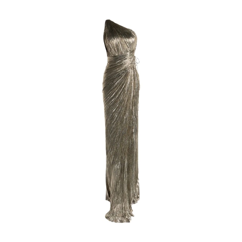 MARIA LUCIA HOHAN Womens Jolene Sleeveless Side Slit Gown Silver UK 10 RRP1860