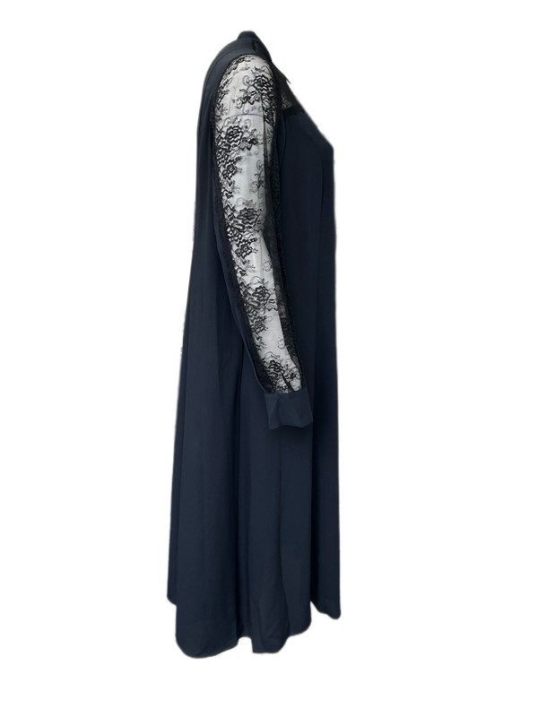 Marina Rinaldi Women's Black Dipinto Long Sleeve Lace Shirt Dress