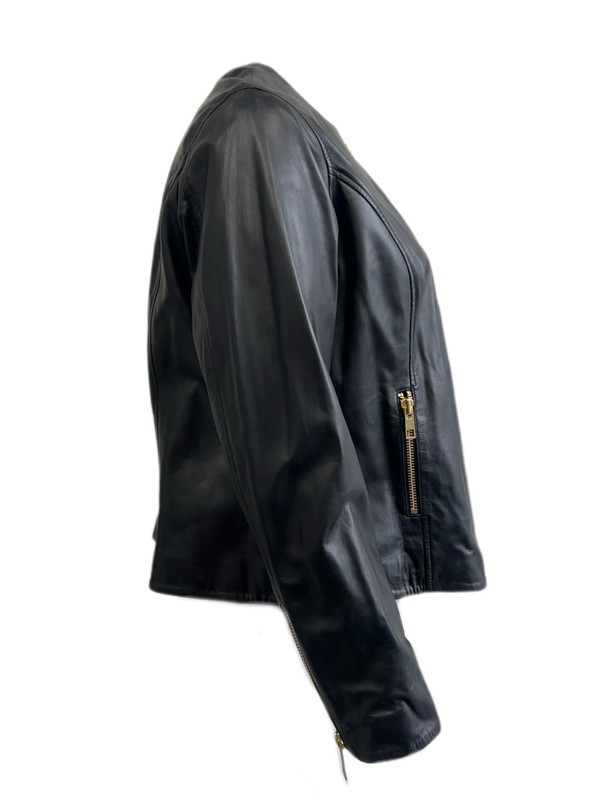 Marina Rinaldi Women's Black Eboli Sheepskin Leather Jacket NWT