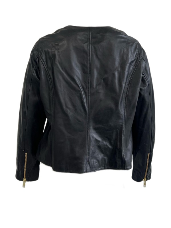 Marina Rinaldi Women's Black Eboli Sheepskin Leather Jacket NWT