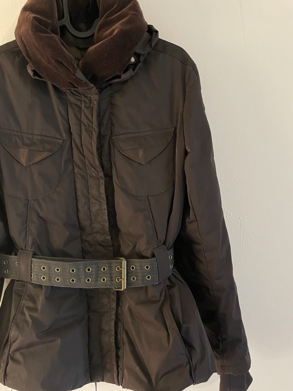 Marithe Francois Girbaud Puffer Jacket Womens Brown Hooded Velvet