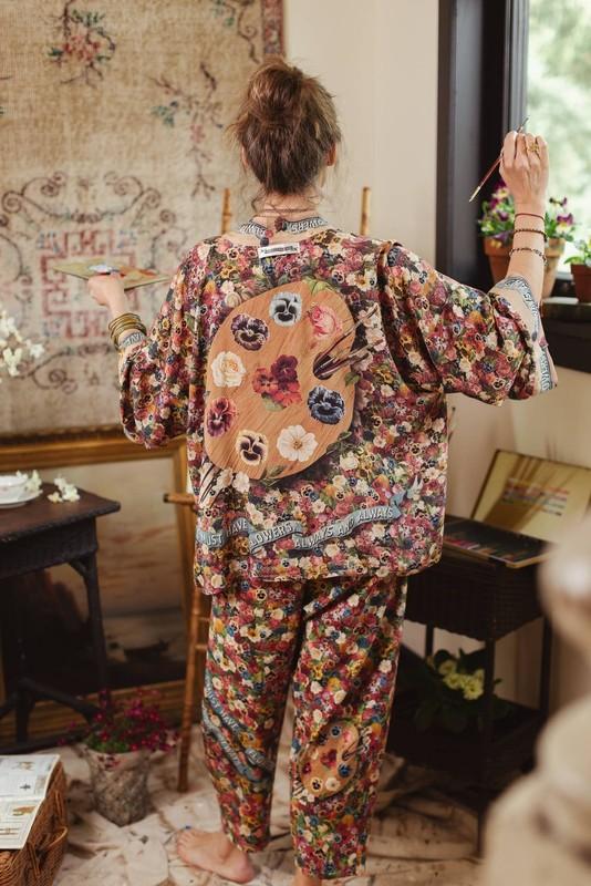 Market of Stars Art of Life Pixie Duster Cropped Kimono w/Palette Flowers