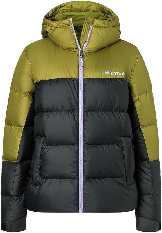 MARMOT Guides Down Womens L Hooded Parka/Jacket/Coat Black/Green NEW $275