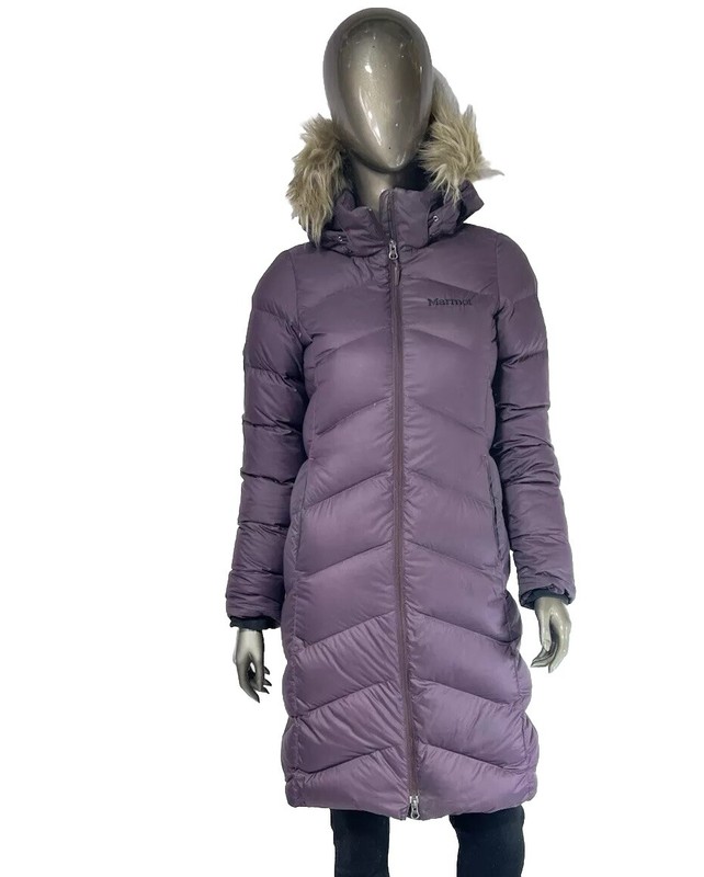 Marmot Montreaux Women's Coat Purple Size X-Small 700 Fill Fur Trim Hood