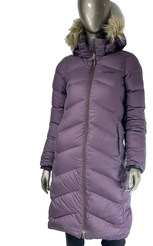 Marmot Montreaux Women's Coat Purple Size X-Small 700 Fill Fur Trim Hood