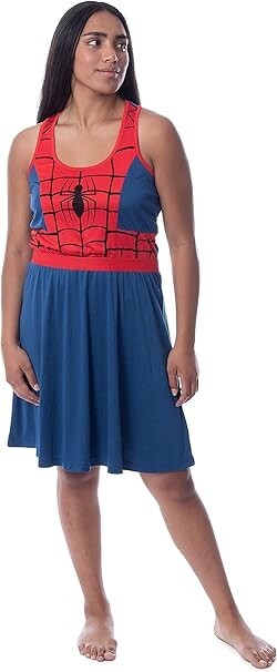 Marvel PJammy Womens Spider-Man Costume Nightgown Sleep Pajama Dress NWT Large