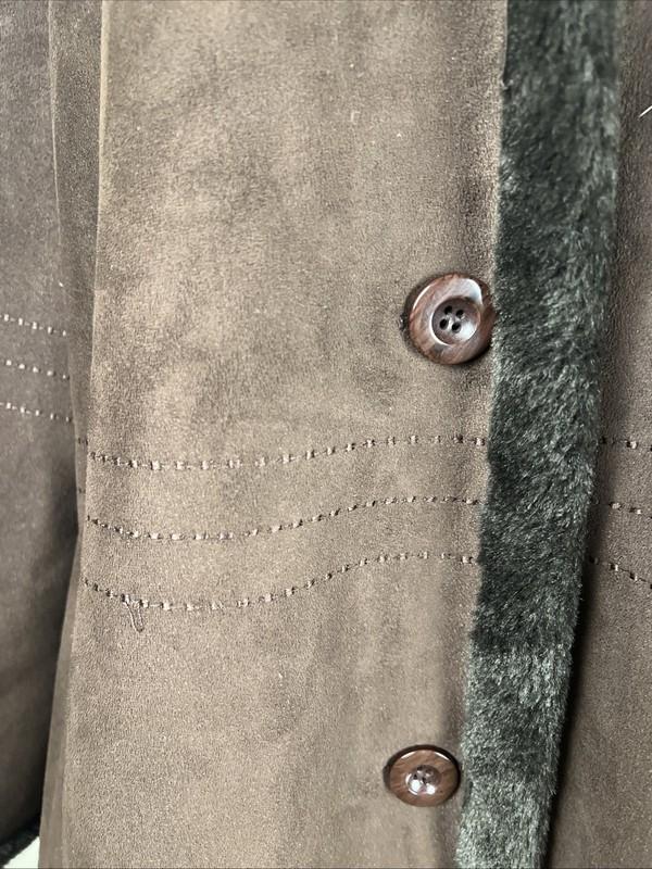 Marvin Richard’s Brown Leather Coat With Luxurious Faux Fur Trim Women 2XLarge