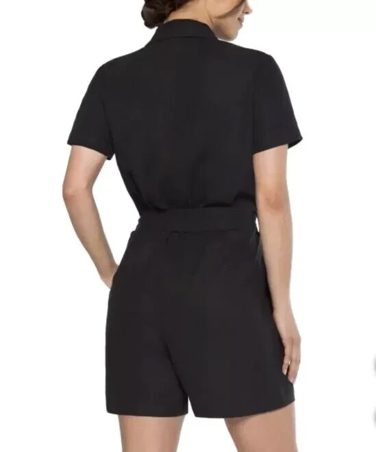 Matty M Ladies Linen Blend Button Front Romper Womens Medium