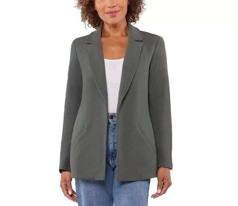 Matty M Women's The Knit Boyfriend Blazer Dark Sage Size M (New)