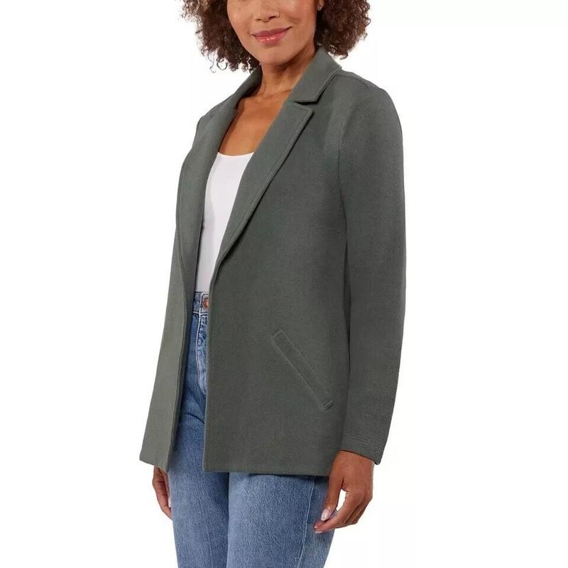 Matty M Women's The Knit Boyfriend Blazer Dark Sage Size M (New)