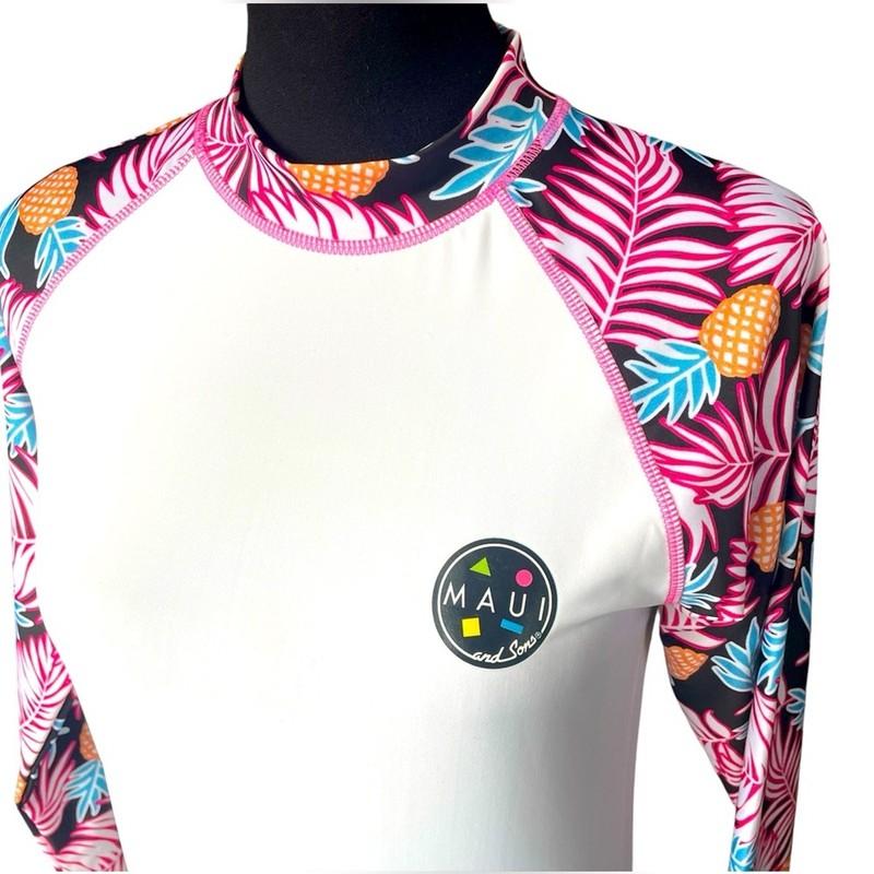Maui And Sons Women’s Long Sleeve Rash Guard Size Medium 50+ UPF Technology