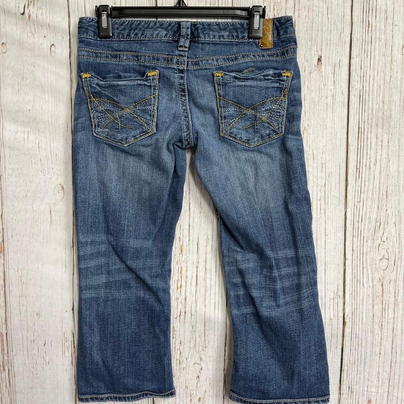 Maurices Cropped Jeans Women Junior Size 5 Dark Blue Denim Cotton Blend FLAW