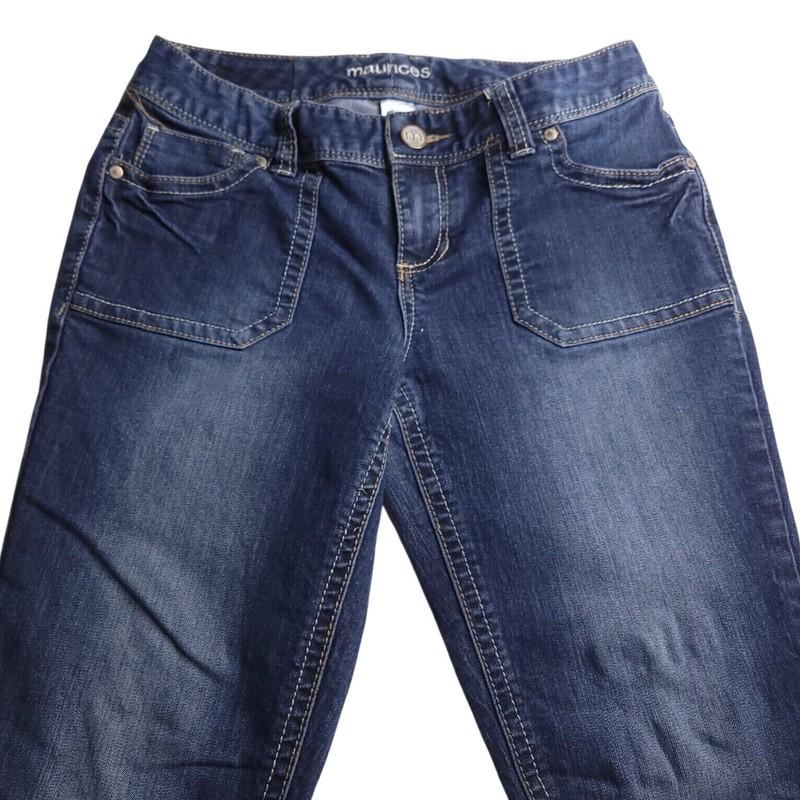 Maurices Womens Bootcut Jeans 7/8 Dark Wash Low Rise Stretch