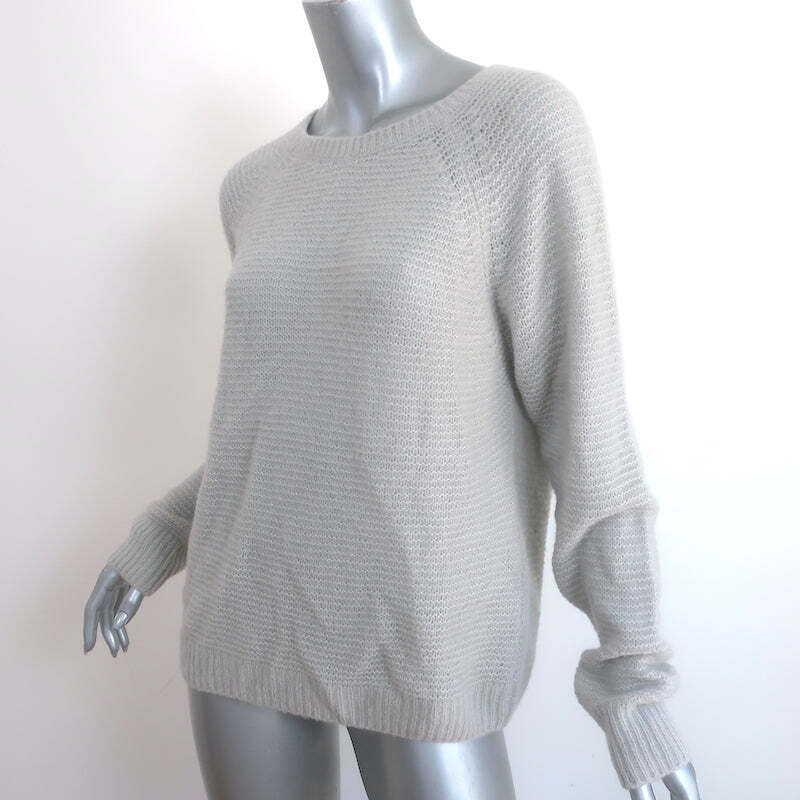 Max Mara Finnici Raglan Sweater Light Gray Cashmere-Silk Knit Size Medium