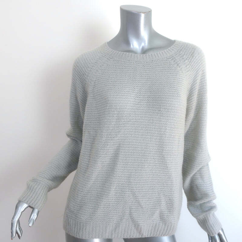 Max Mara Finnici Raglan Sweater Light Gray Cashmere-Silk Knit Size Medium