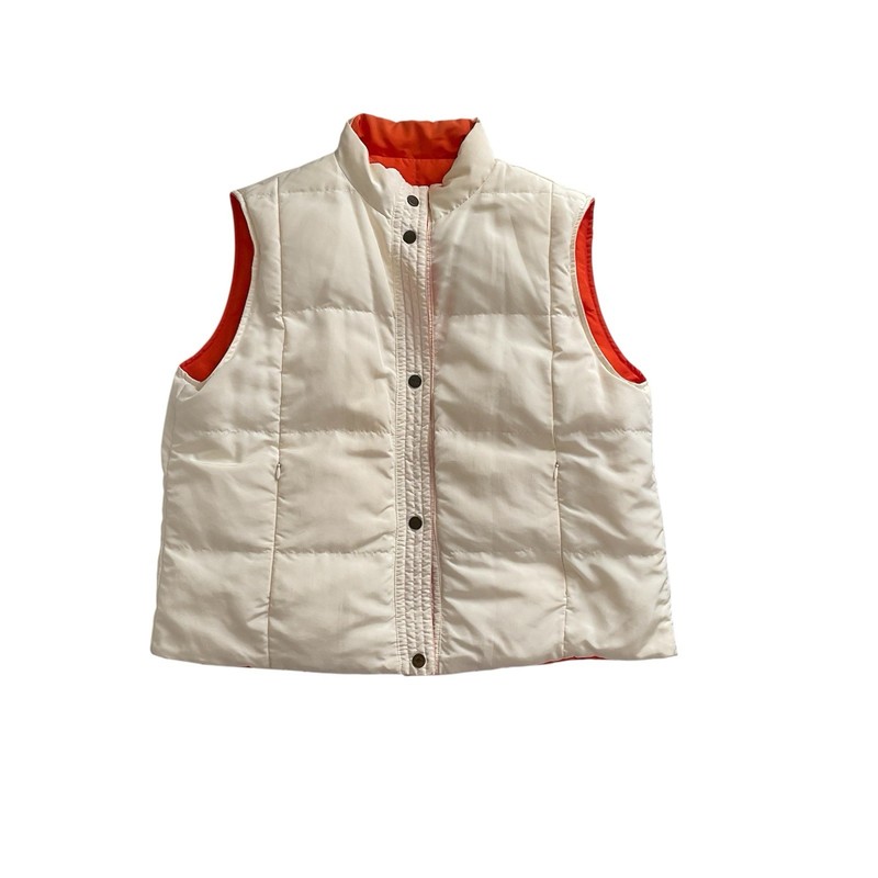 Max Mara Weekend Reversible Puffer Vest Sz 14 Orange/Cream Gilet Luxury Classic