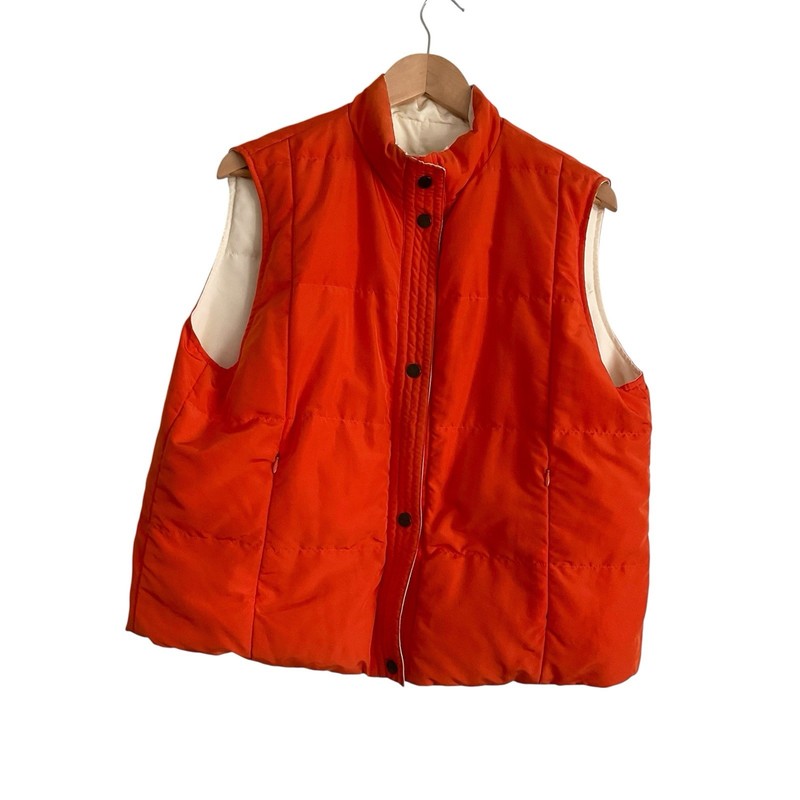 Max Mara Weekend Reversible Puffer Vest Sz 14 Orange/Cream Gilet Luxury Classic