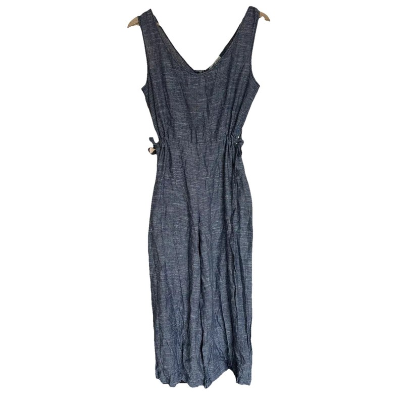 Max Studio V-Neck Linen Blend Jumpsuit Wide Leg Crop XS No Tag Casual Career