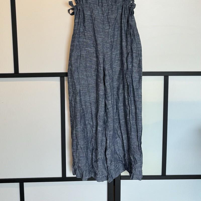 Max Studio V-Neck Linen Blend Jumpsuit Wide Leg Crop XS No Tag Casual Career