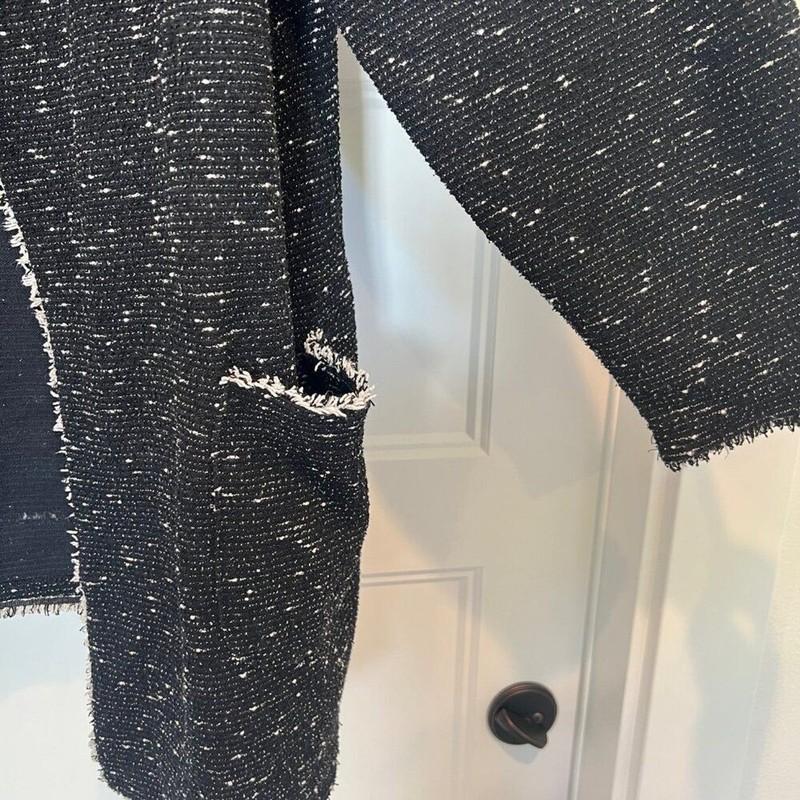 Max Studio Women Size 2X Black/White Shawl Collar Textured Jacquard Jacket