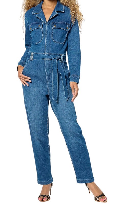Me by Jennie Garth Women's Indigo Denim Jumpsuit Med Wash