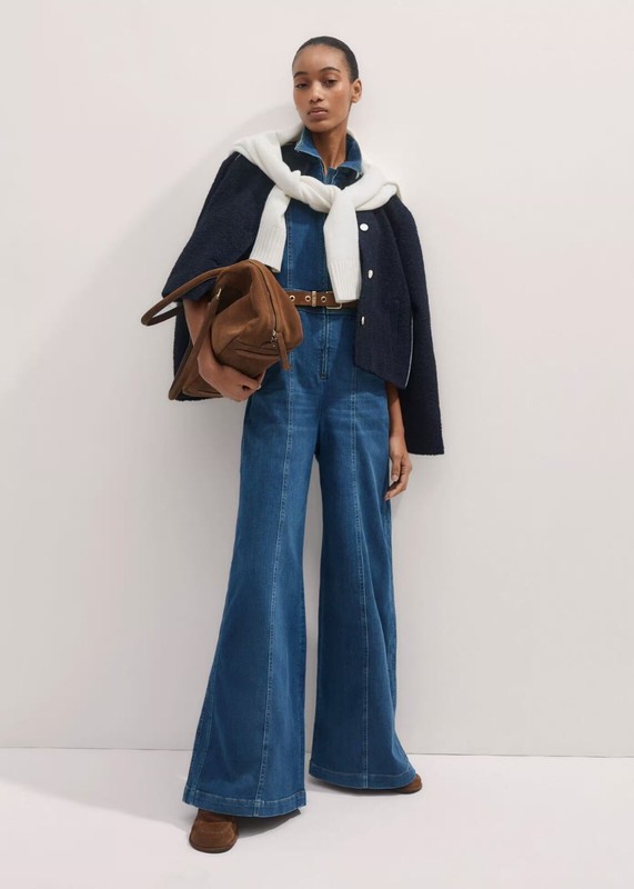 ME + EM Palazzo Stretch Denim Travel Jumpsuit - MSRP $425 Size US6 - BNWT