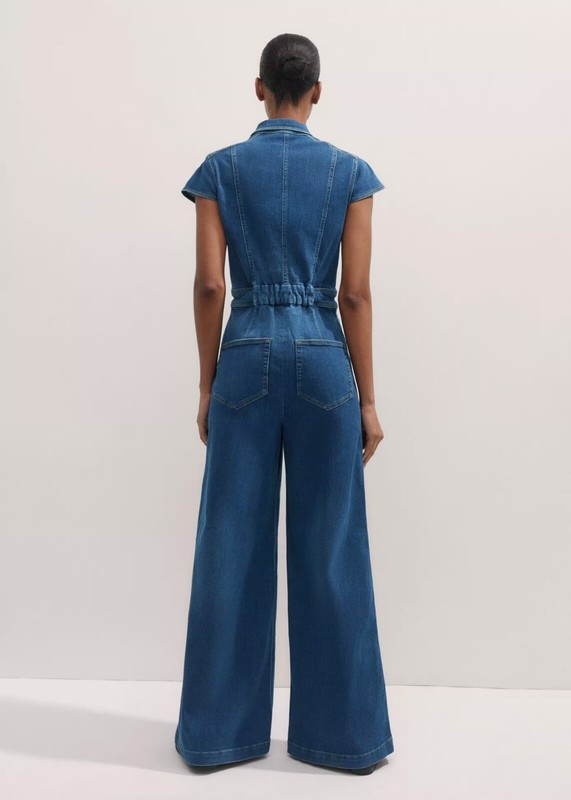 ME + EM Palazzo Stretch Denim Travel Jumpsuit - MSRP $425 Size US6 - BNWT