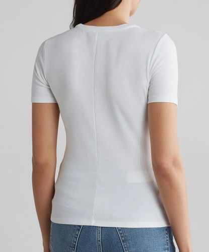 MELROSE AND MARKET WHITE COTTON BLEND FITTED TSHIRT