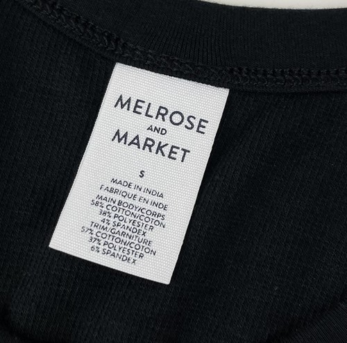 Melrose & Market Womens Small Black Sleeveless Tank Top Ribbed Stretch NWT NEW