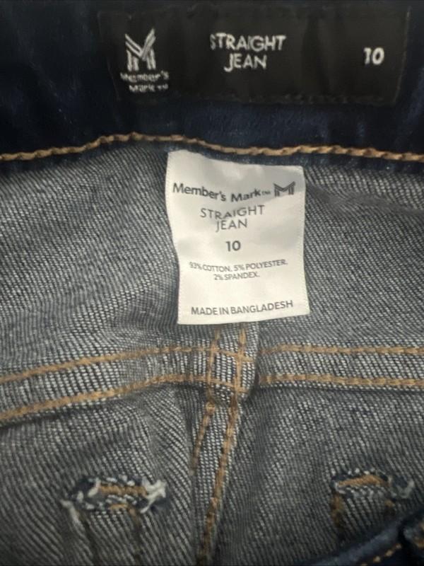 Member's Mark Women's Straight Jeans High Rise Size 10 Dark Wash NWT