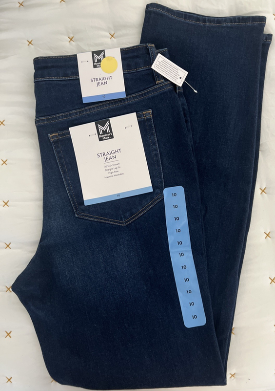 Member's Mark Women's Straight Jeans High Rise Size 10 Dark Wash NWT