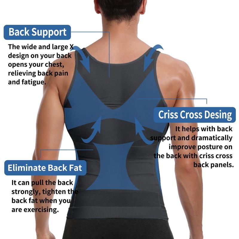 Men 3 Pack Body Shaper Slimming Tummy Vest Compression Shirt Shapewear Tank Top