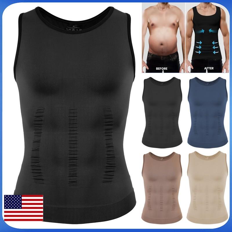 Men Body Slimming Tummy Vest Shaper Tank Underwear Shapewear Waist Girdle Shirt