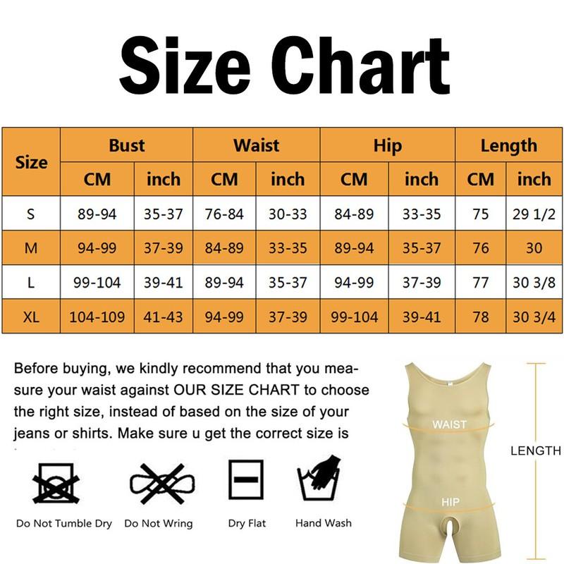 Men Fajas Compression Full Body Shaper Slimming Bodysuit Tummy Control Underwear
