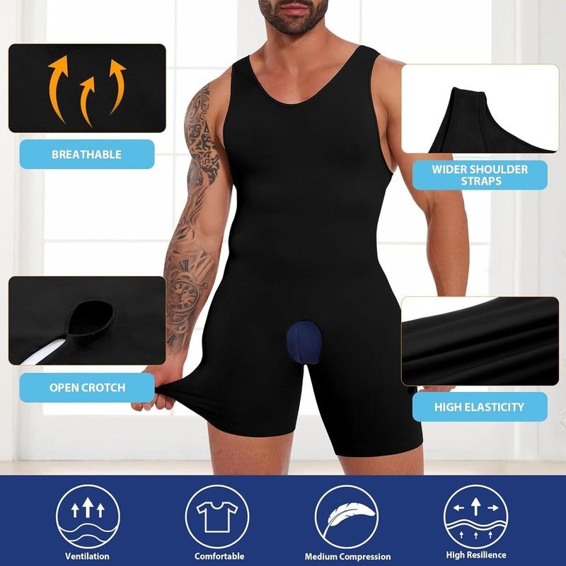 Men Fajas Compression Full Body Shaper Slimming Bodysuit Tummy Control Underwear